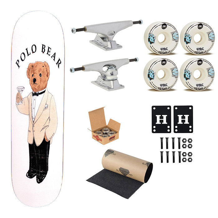 Polo Bear White Suit Skateboard Complete Board 8.0" X 31.75"