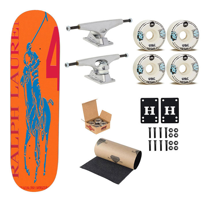Polo Ralph Lauren Big Pony 4 Orange Parfume Skateboard Complete Board 8.0" X 31.75"