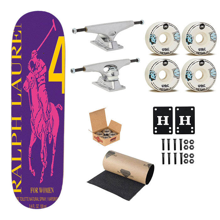 Polo Ralph Lauren Big Pony 4 Purple Parfume Skateboard Complete Board 8.0" X 31.75"