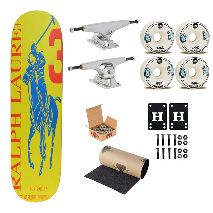 Polo Ralph Lauren Big Pony Yellow Par Skateboard Complete Board 8.0" X 31.75"