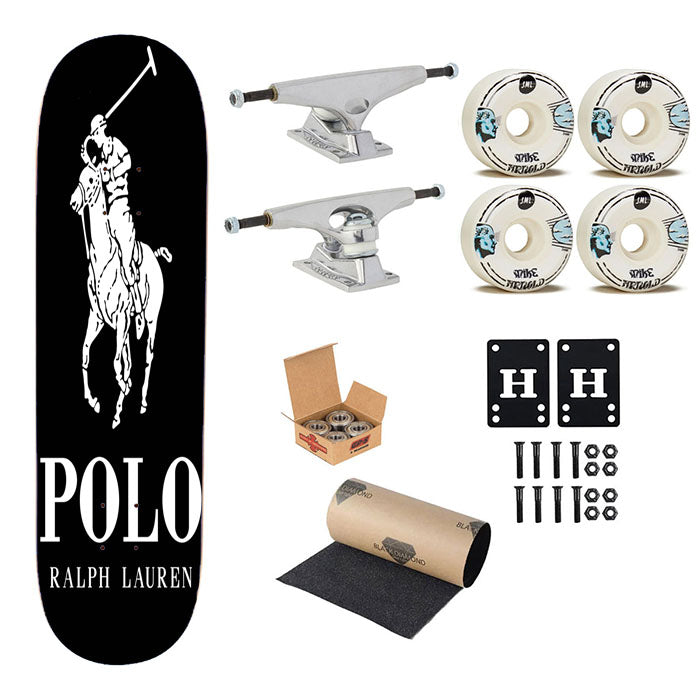 Polo Ralph Lauren Logo Black White Skateboard Complete Board 8.0" X 31.75"