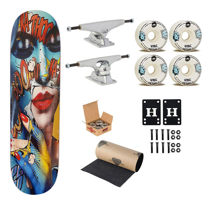Pop Art Boom Girl Pattern Skateboard Complete Board 8.0" X 31.75"