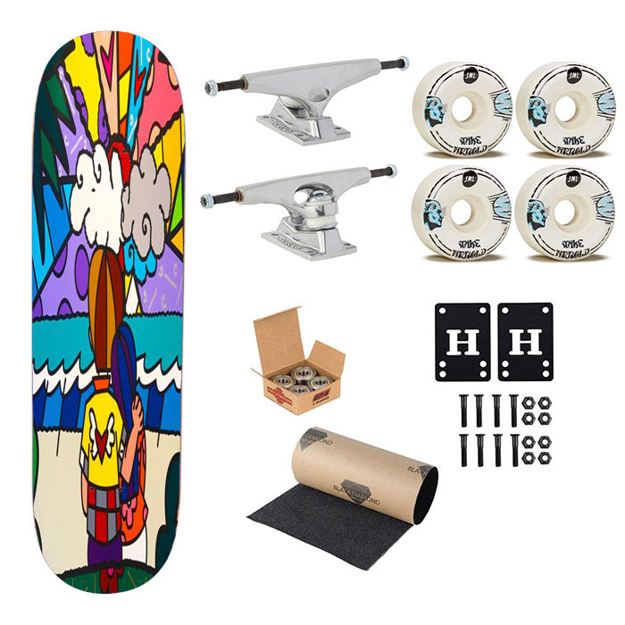 Pop Art Romero Britto Skateboard Complete Board 8.0" X 31.75"