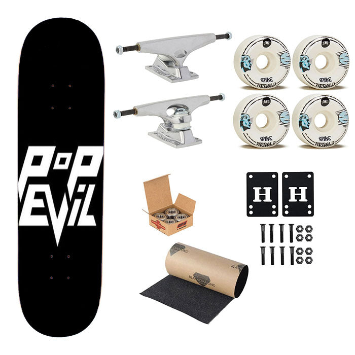 Pop Evil Black White Skateboard Complete Board 8.0" X 31.75"