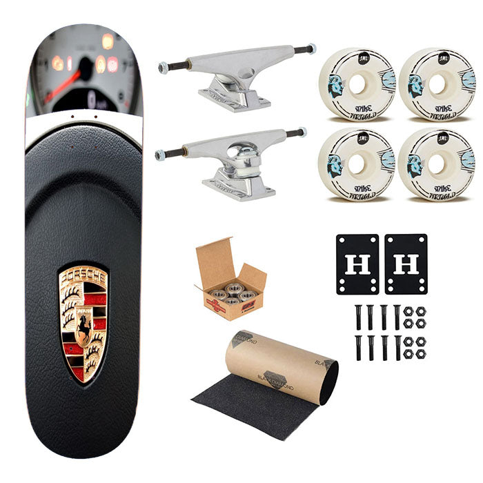 Porsche Drive Car Logo Skateboard Complete Board 8.0" X 31.75"