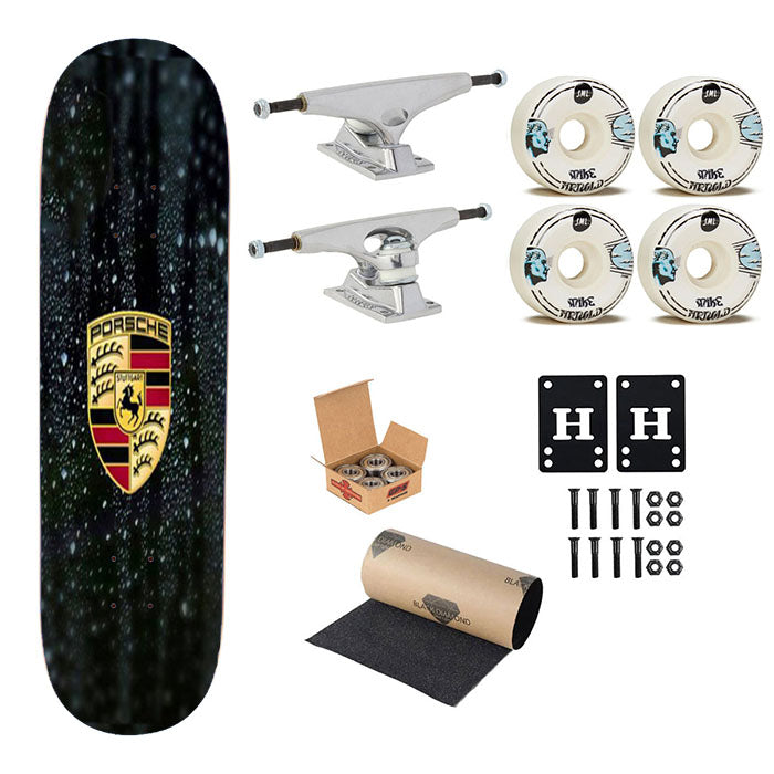 Porsche Logo Skateboard Complete Board 8.0" X 31.75"