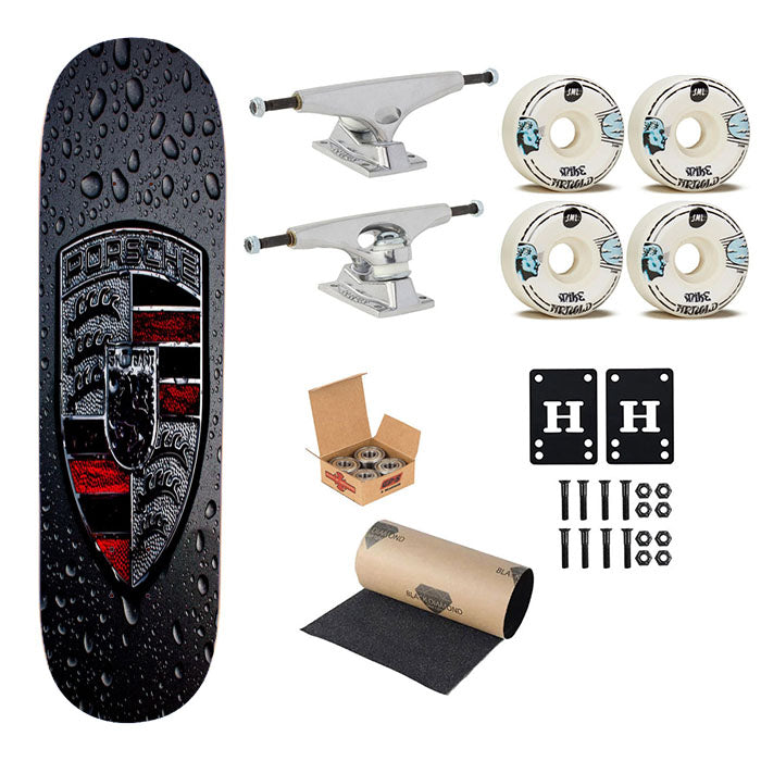 Porsche Logo Car Pictures Wallpaper Skateboard Complete Board 8.0" X 31.75"