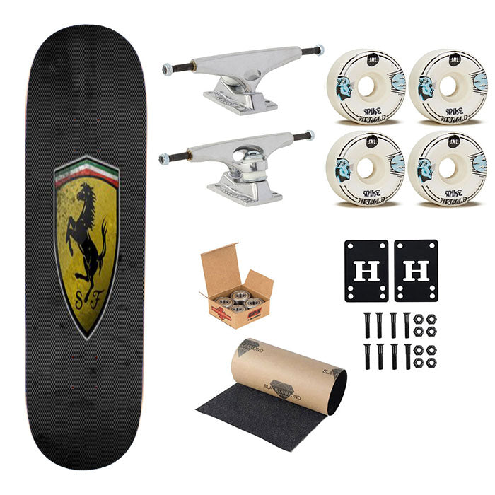 Porsche Logo Grey Background Skateboard Complete Board 8.0" X 31.75"