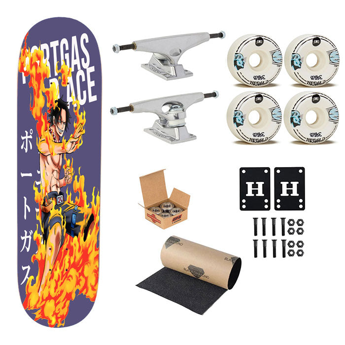 Portgas Ace One Piece Anime Skateboard Complete Board 8.0" X 31.75"