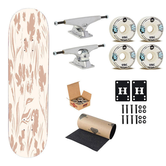 Powder Flower Prints Skateboard Complete Board 8.0" X 31.75"