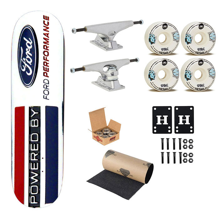Powered By Ford Performance Emblem Plate Skateboard Complete Board 8.0" X 31.75"