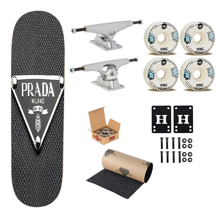 Prada Milano Leather Skateboard Complete Board 8.0" X 31.75"