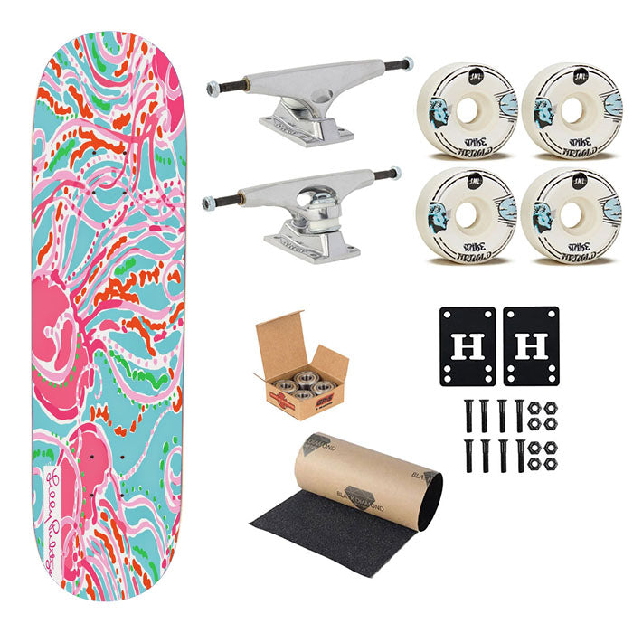 Preppy Lilly Pulitzer Jellies Be Jammin Skateboard Complete Board 8.0" X 31.75"