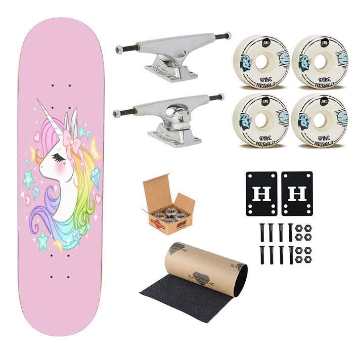 Pretty Unicorn Art Skateboard Complete Board 8.0" X 31.75"