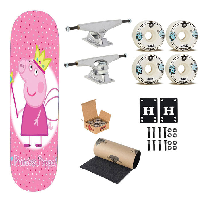 Princess Peppa Pig Pinky Pattern Lover Skateboard Complete Board 8.0" X 31.75"