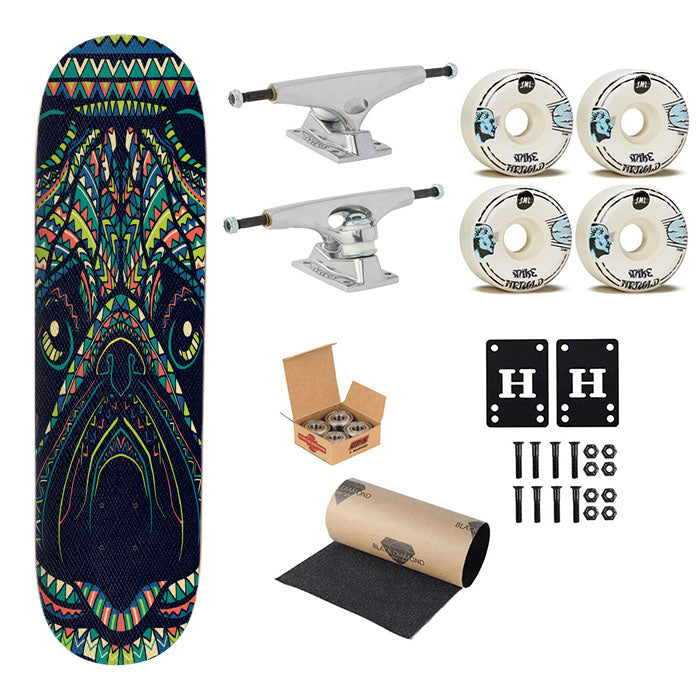 Pug Aztec Pattern Skateboard Complete Board 8.0" X 31.75"