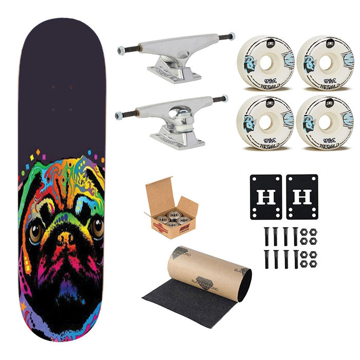 Pug Pop Art Skateboard Complete Board 8.0" X 31.75"