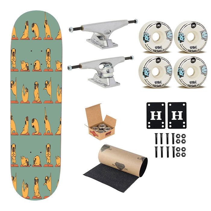 Pug Yoga Pattern Skateboard Complete Board 8.0" X 31.75"