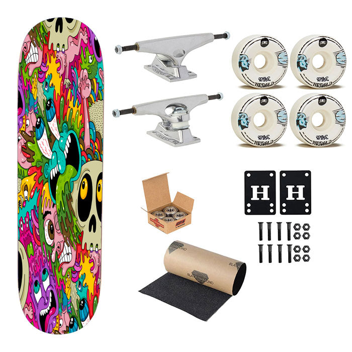 Puke Pattern Skateboard Complete Board 8.0" X 31.75"
