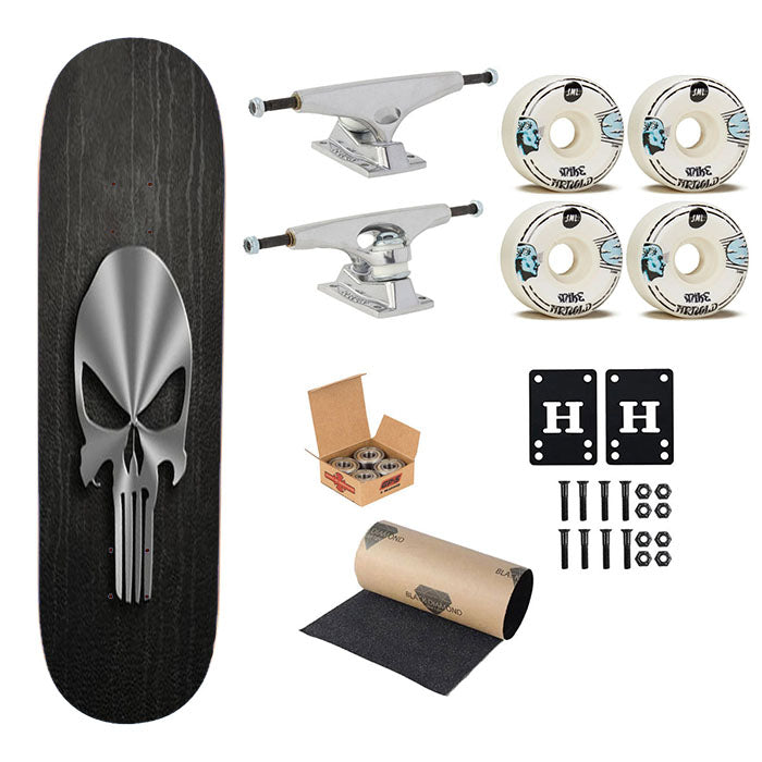 Punisher Metal Logo Skateboard Complete Board 8.0" X 31.75"