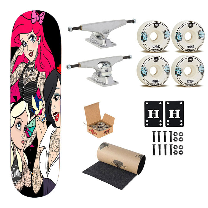 Punk Tattoo Princess Skateboard Complete Board 8.0" X 31.75"