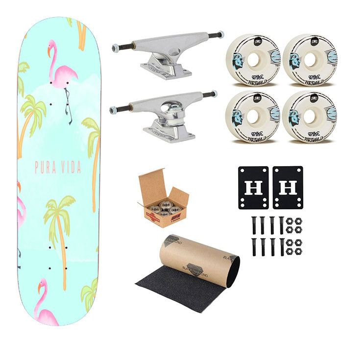 Pura Vida Pattern Flamengo Skateboard Complete Board 8.0" X 31.75"