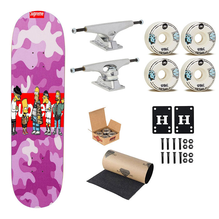 Purple Army Pattern The Simpson Hypebeast Style Skateboard Complete Board 8.0" X 31.75"