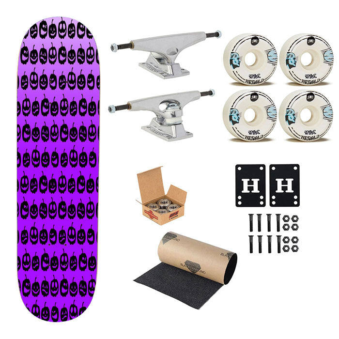 Purple Pumpkins Pattern Silhouette Collections Skateboard Complete Board 8.0" X 31.75"