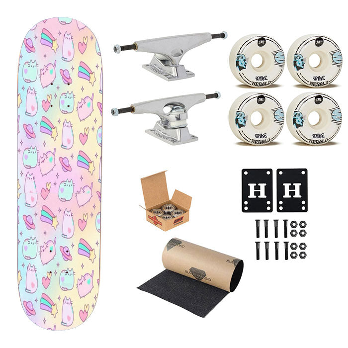Pusheen Rainbow Pattern Skateboard Complete Board 8.0" X 31.75"