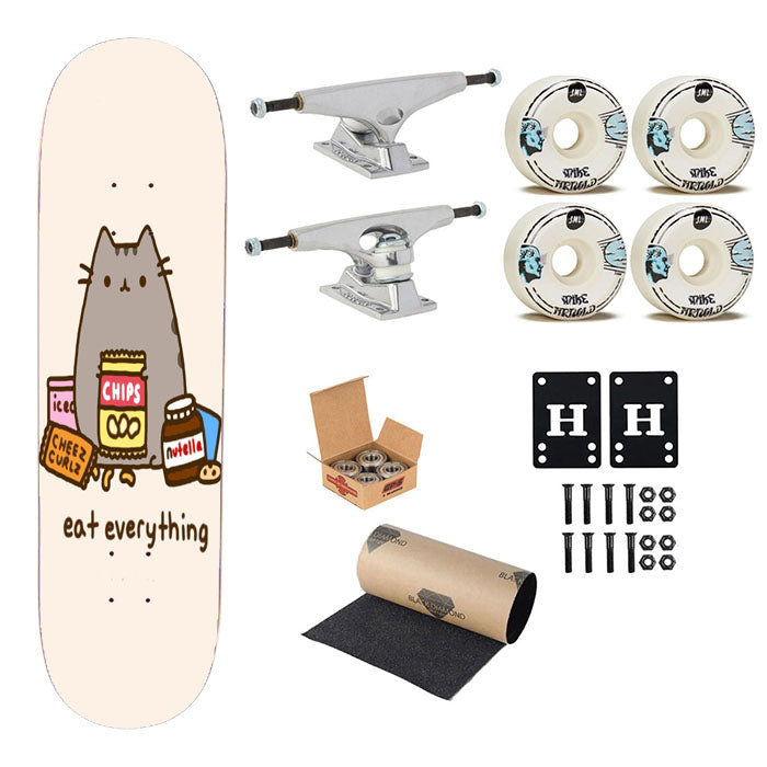 Pusheen The Cat Eat Every Thing Skateboard Complete Board 8.0" X 31.75"