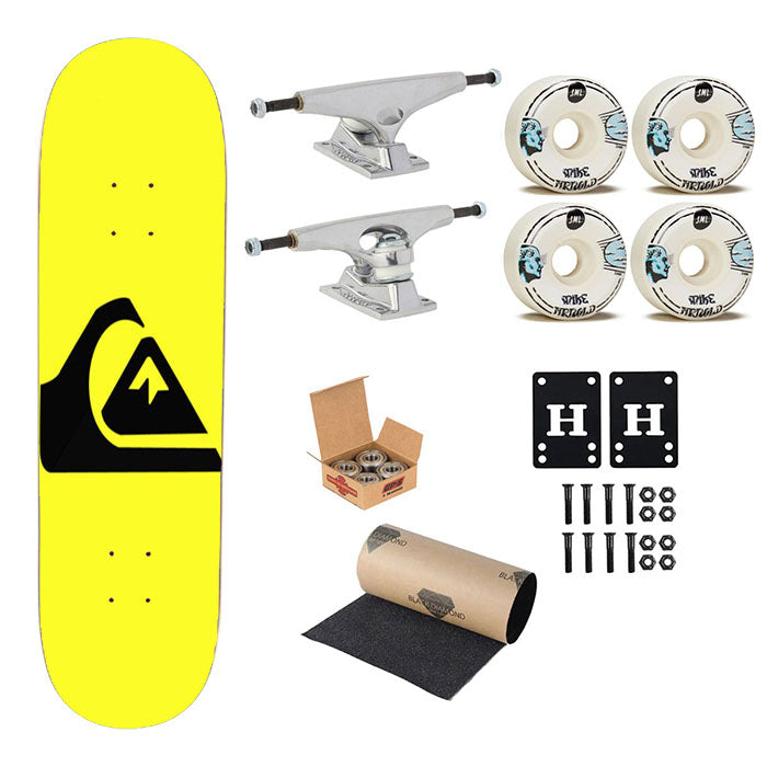 Quiksilver Yellow Skateboard Complete Board 8.0" X 31.75"