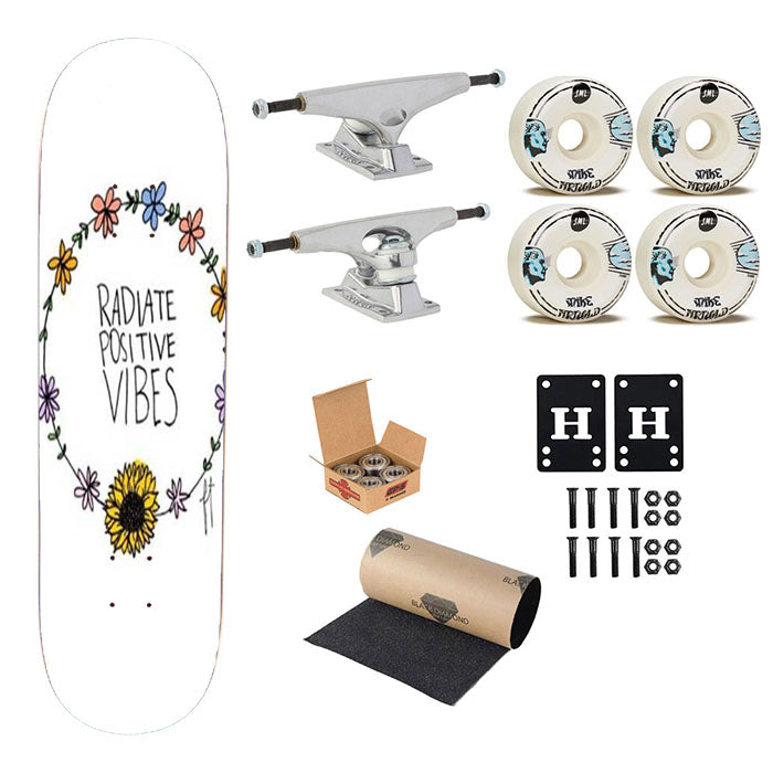 Radiate Positive Vibes Flowers Skateboard Complete Board 8.0" X 31.75"