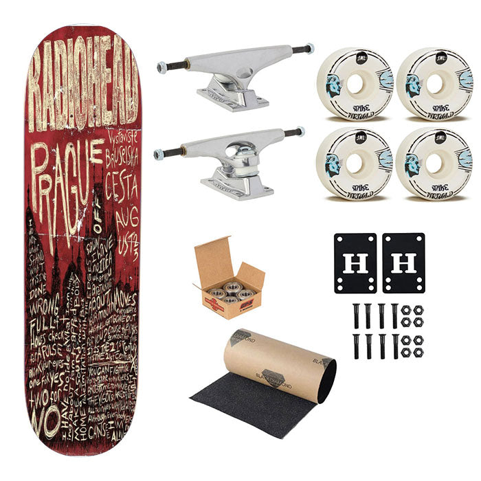 Radiohead Prague Skateboard Complete Board 8.0" X 31.75"