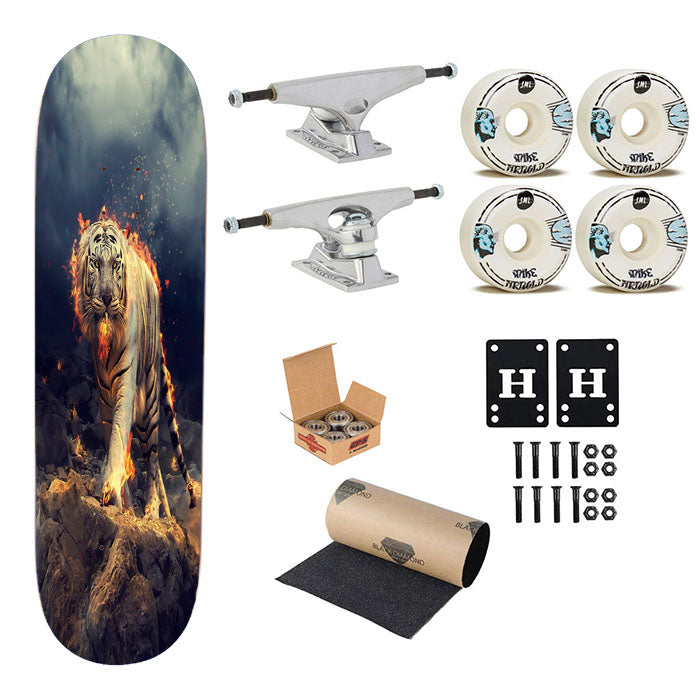 Raging White Tiger Skateboard Complete Board 8.0" X 31.75"