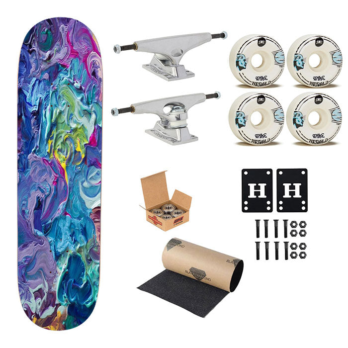Rainbow Flow Abstraction Skateboard Complete Board 8.0" X 31.75"