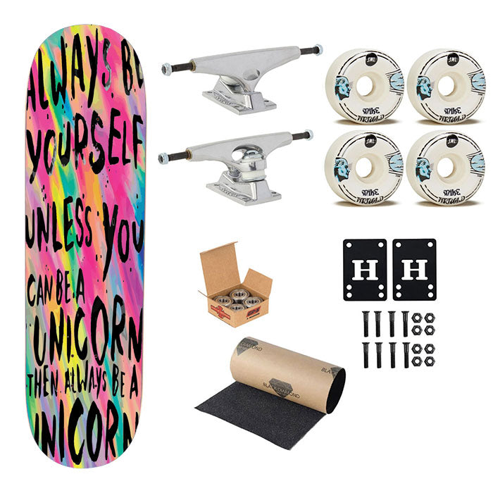 Rainbow Unicorn Quote Skateboard Complete Board 8.0" X 31.75"