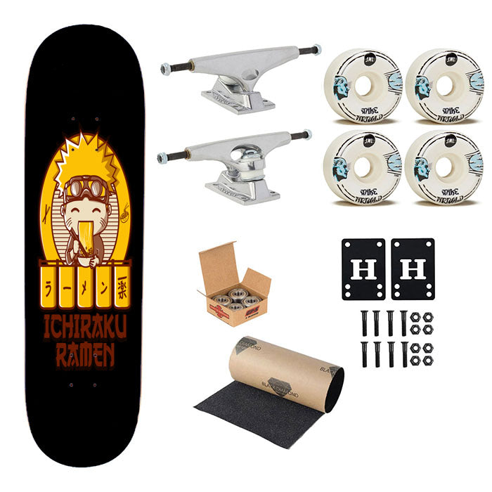 Ramen Ichiraku Naruto Black Skateboard Complete Board 8.0" X 31.75"