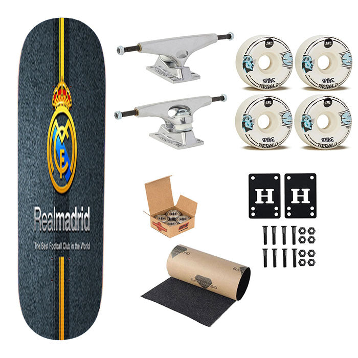 Real Madrid Spain Logo Skateboard Complete Board 8.0" X 31.75"
