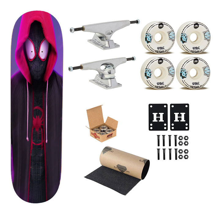 Red Black Spiderman Kid Hoodies Into The Verse Skateboard Complete Board 8.0" X 31.75"