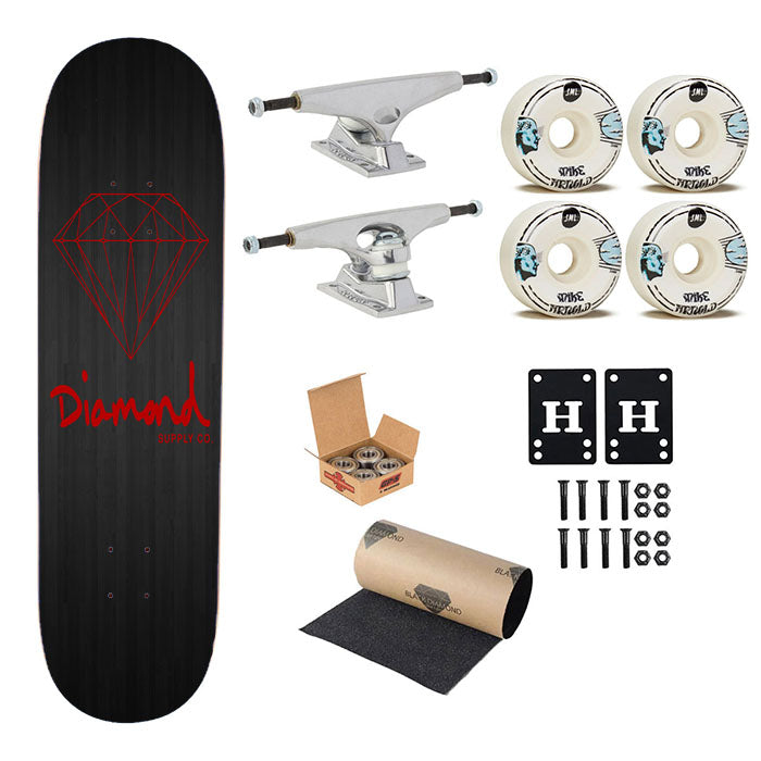 Red Diamond Supply Co Dark Wood Skateboard Complete Board 8.0" X 31.75"