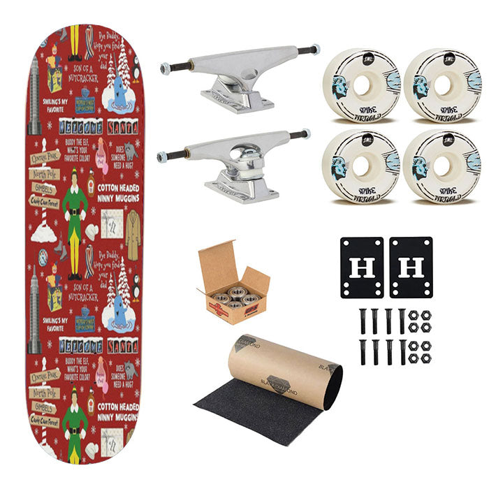 Red Elf Pattern Skateboard Complete Board 8.0" X 31.75"