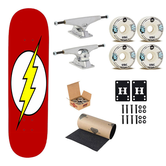 Red Flash Logo Skateboard Complete Board 8.0" X 31.75"