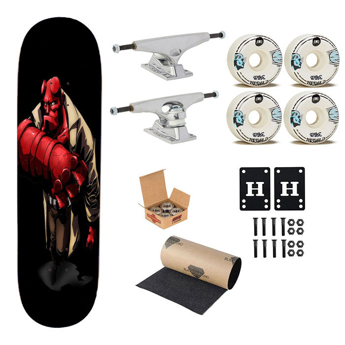 Red Hellboy In Black Skateboard Complete Board 8.0" X 31.75"
