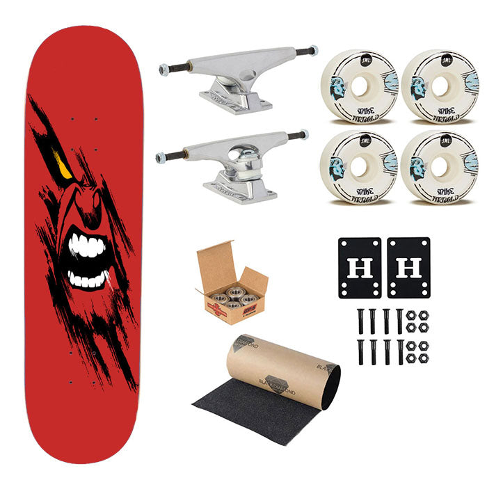 Red Hulk Face Art Skateboard Complete Board 8.0" X 31.75"