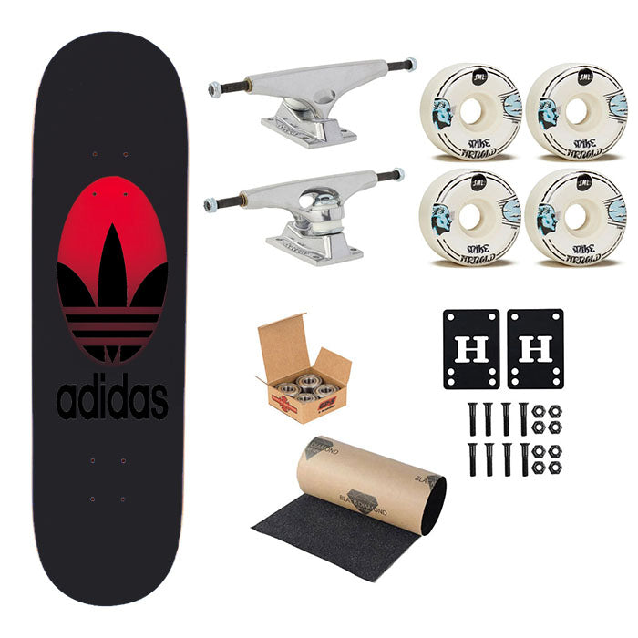 Red Moon Night Adidas Skateboard Complete Board 8.0" X 31.75"