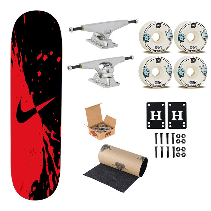 Red Nike Wallpaper Ink Logo Skateboard Complete Board 8.0" X 31.75"