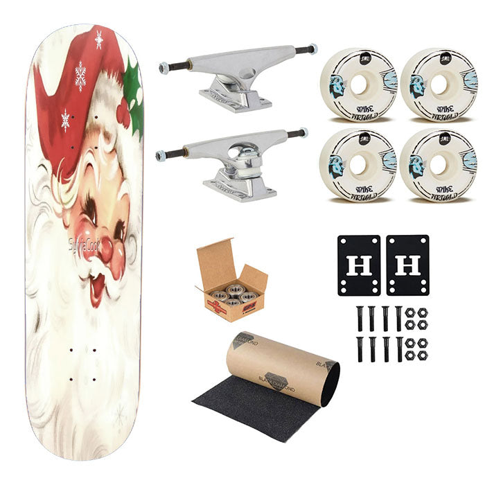 Red Retro Vintage Santa Skateboard Complete Board 8.0" X 31.75"