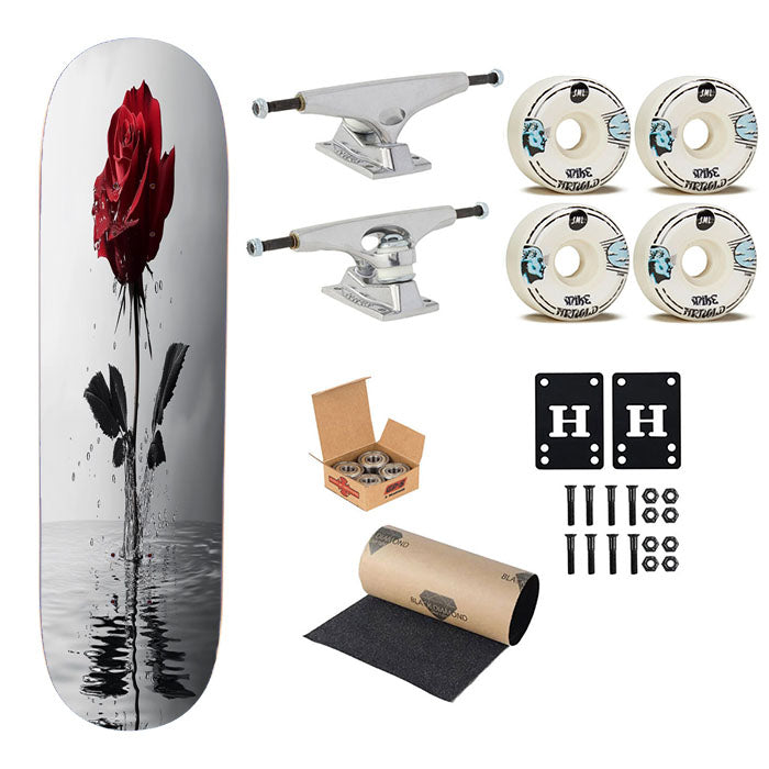 Red Rose Skateboard Complete Board 8.0" X 31.75"