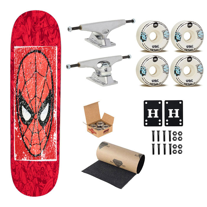Red Spiderman Marvel Superheroes Doodles 2 Skateboard Complete Board 8.0" X 31.75"