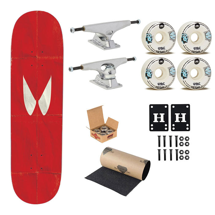 Red Spiderman Minimalist Paper Skateboard Complete Board 8.0" X 31.75"